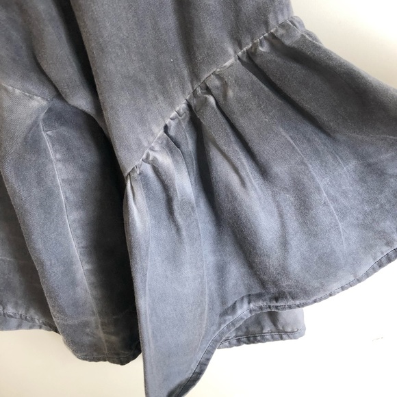 Hollister Chambray crop ruffle bell sleeve top XS oversized boxy - Picture 2 of 7